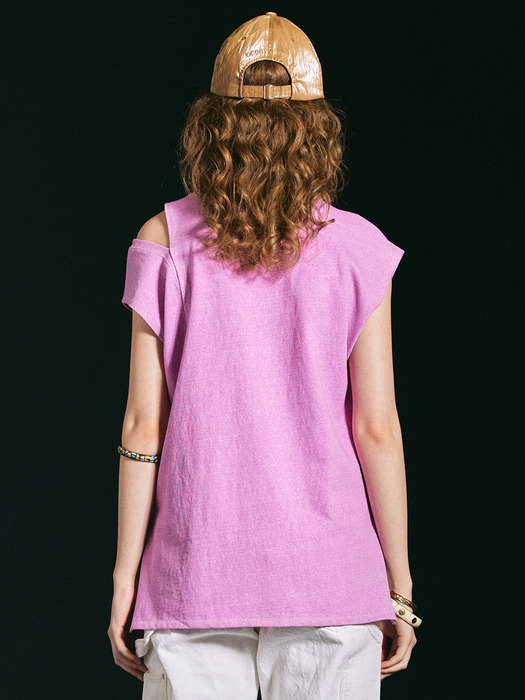 LYDIA OVER FIT SLEEVELESS T-SHIRT_PINK