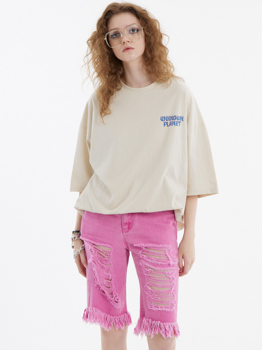 디스트로이드 쇼츠 핑크_Destroyed Shorts Pink