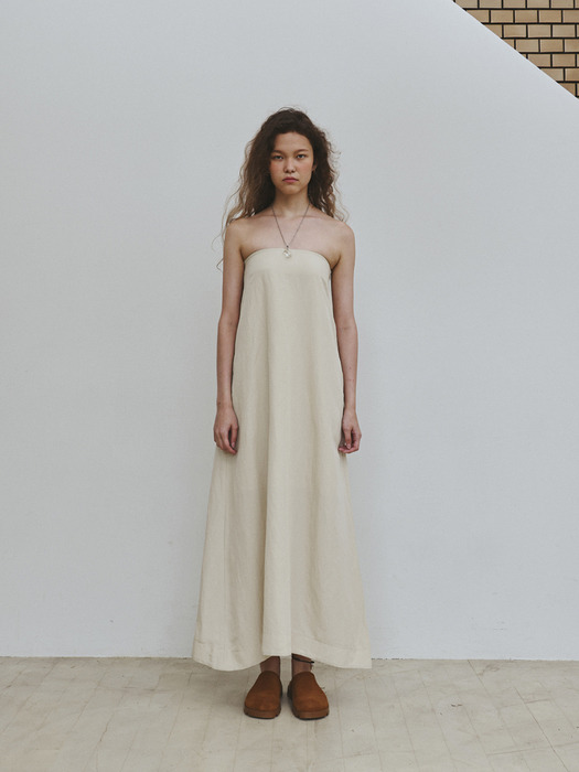 Linen top dress / Cream