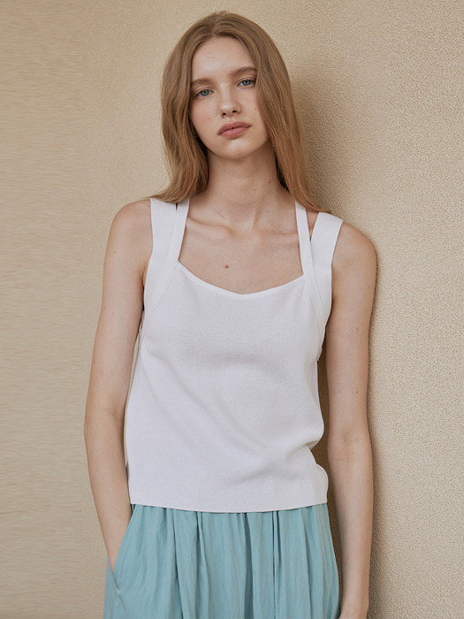 Square neck sleeveless knit (2color)