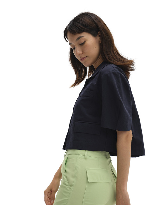 SHELL CROPPED JACKET (NAVY)