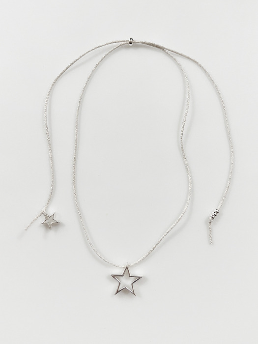 92.5% Silver Starry String Necklace / White