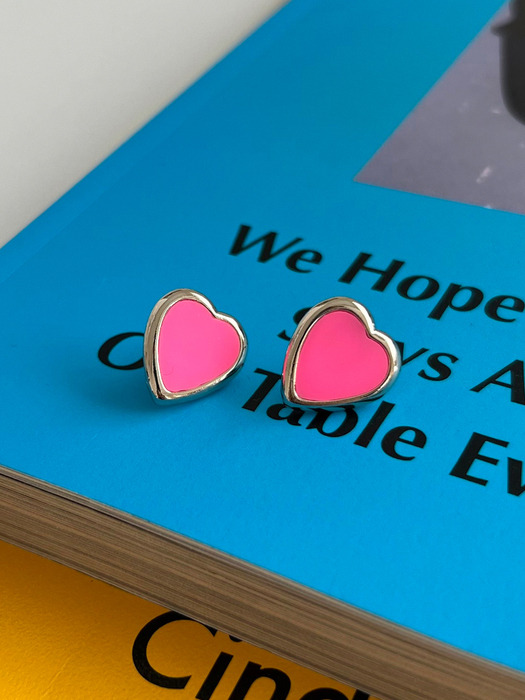 neon pink heart earrings