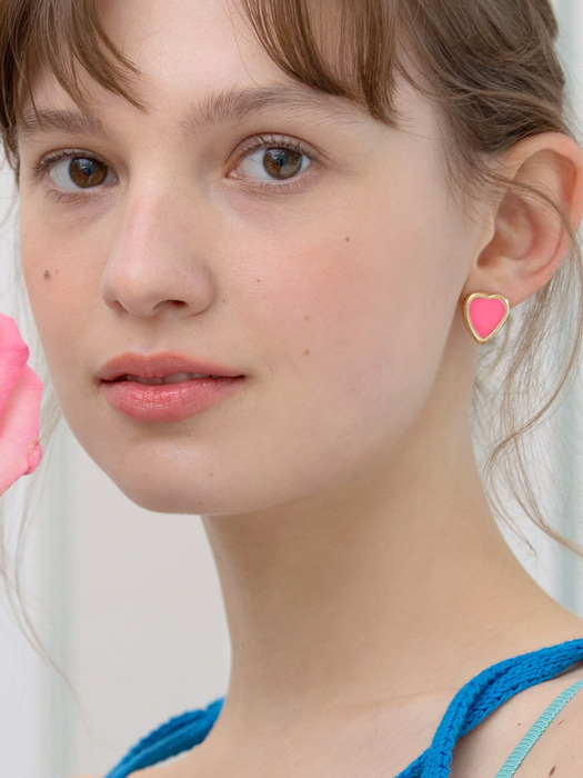 neon pink heart earrings