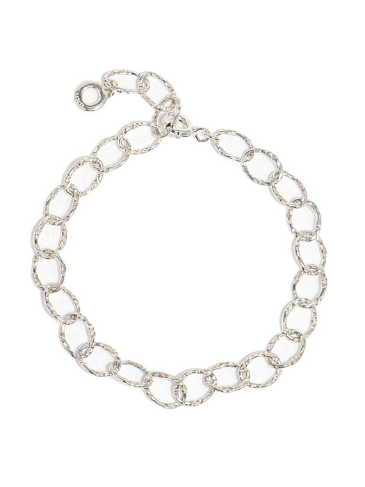 Hammered Link Chain Silver Bracelet Ib281 [Silver]