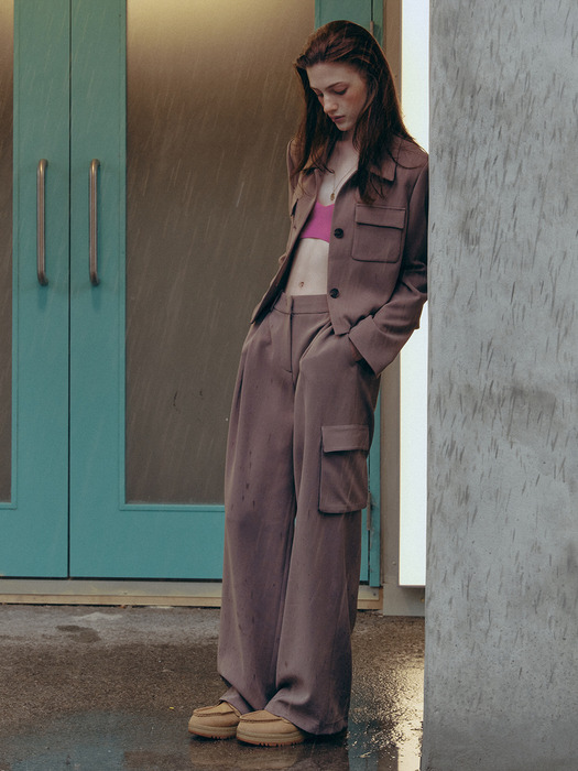 [Drama Signature] Cropped Pocket Blazer + Cargo Trousers SET