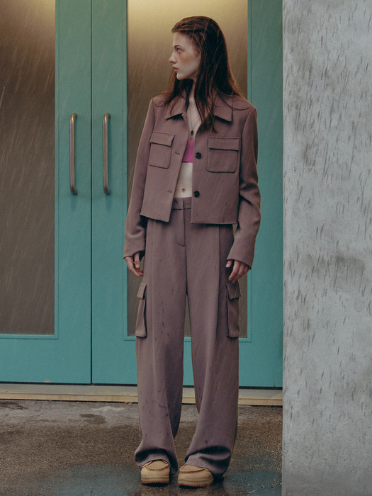 [Drama Signature] Cropped Pocket Blazer + Cargo Trousers SET