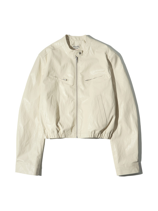 O3722 Giverny fake leather jacket_Ivory