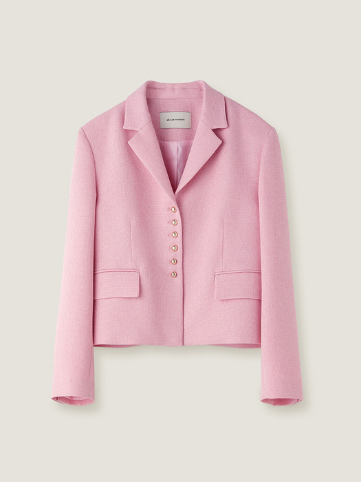 Gold button tweed jacket - Soft pink