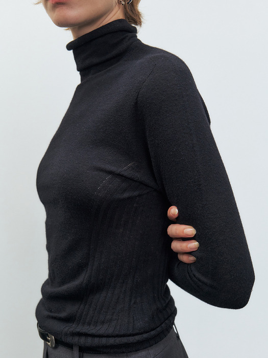 RTF WHOLEGARMENT SIDE RIBBED KNIT TOP_4COLORS