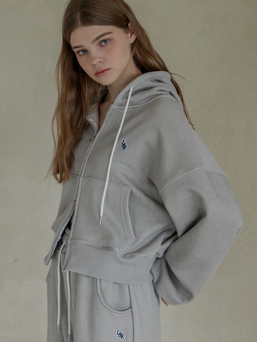 Lossy  Pigment Patch Hood Zip-Up_gray
