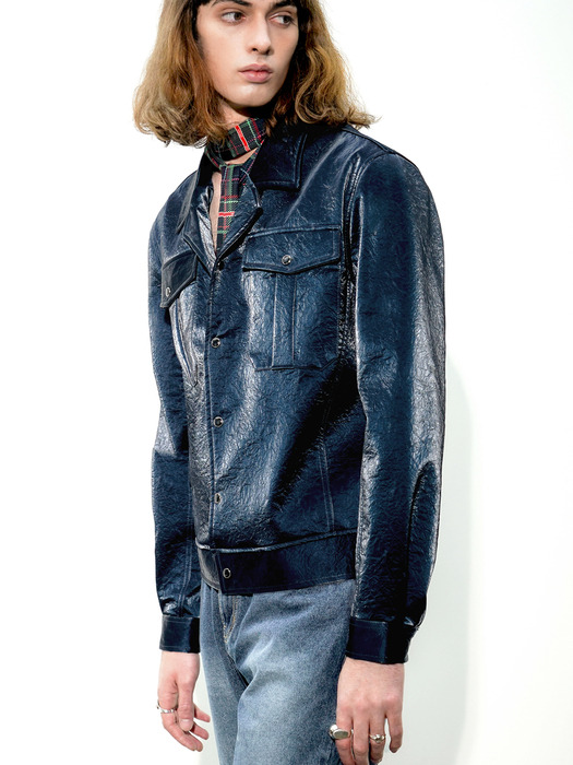 Flap-Pocket Faux-Leather Jacket[Blue(MAN)]_UTS-FS92
