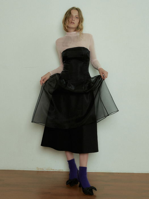 TUBE TOP ORGANZA DRESS_BLACK