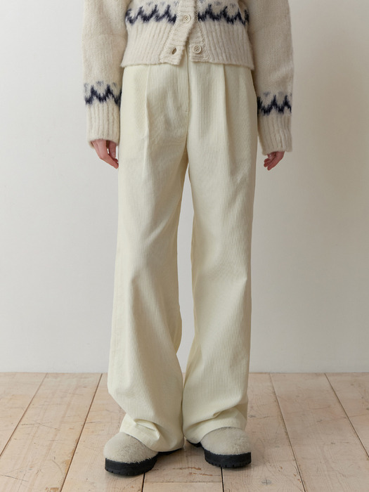 Corduroy pintuck pants (cream)