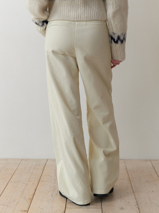 Corduroy pintuck pants (cream)