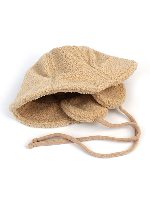 Fleece Beige Earflap Bucket Hat 귀달이모자