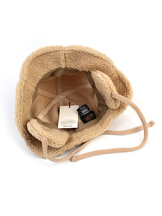 Fleece Beige Earflap Bucket Hat 귀달이모자