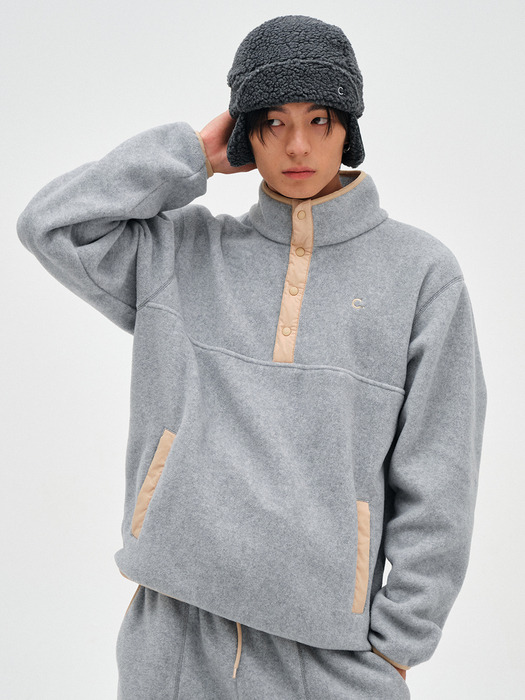 [23FW clove] Sherpa Snap Pullover_Men (Melange Grey)