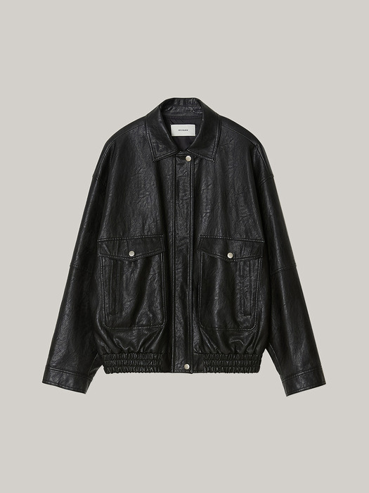 Pocket Leather Blouson (black)
