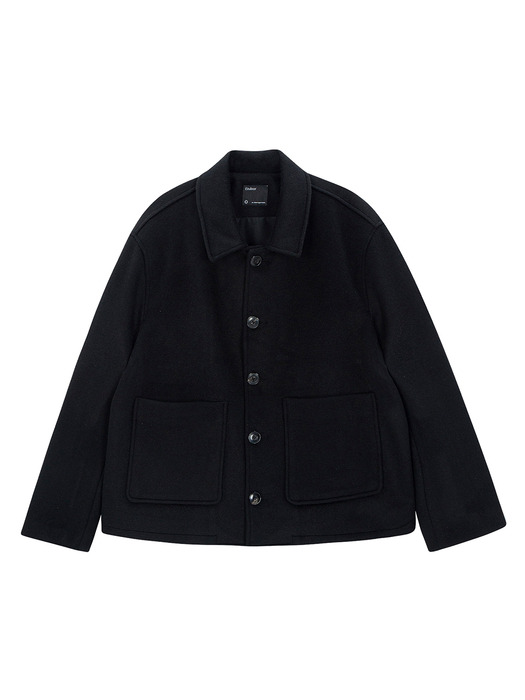 Fine wool short coat (black)