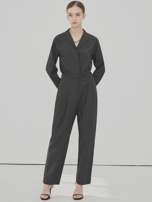 TAILORED COLLAR JUMPSUIT - CHARCOAL