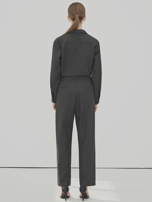 TAILORED COLLAR JUMPSUIT - CHARCOAL