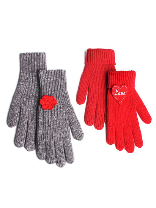 Lovely patch Knit Gloves(니트 스마트폰 장갑)