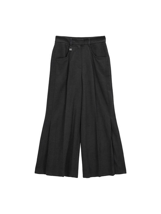 SIDE PLEATS TROUSER IN CHARCOAL