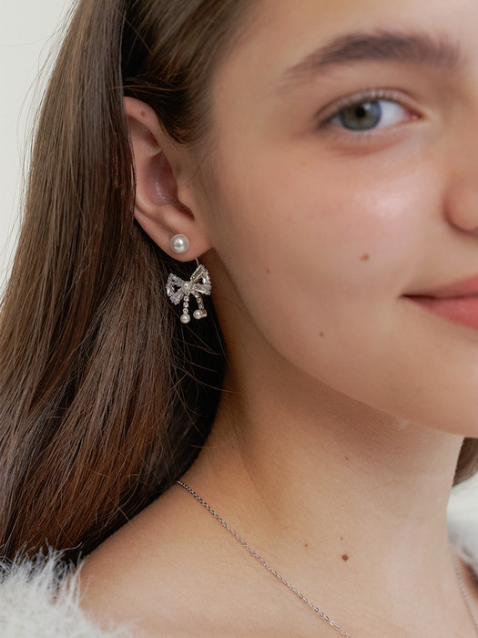 pearl&ribbon earring