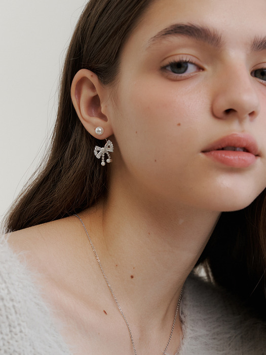 pearl&ribbon earring