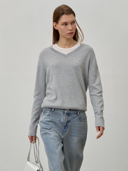 ESSENTIAL OVERFIT V-NECK KNIT (T-6764)