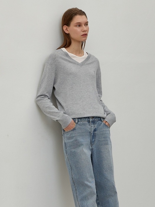 ESSENTIAL OVERFIT V-NECK KNIT (T-6764)