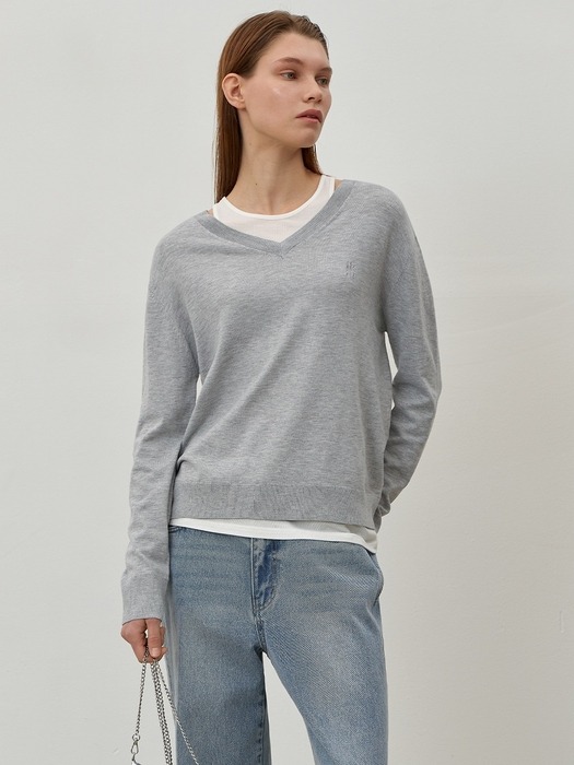 ESSENTIAL OVERFIT V-NECK KNIT (T-6764)