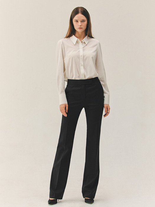 HAISLEY Stand collar silk blouse (Ivory/Black/Mint)