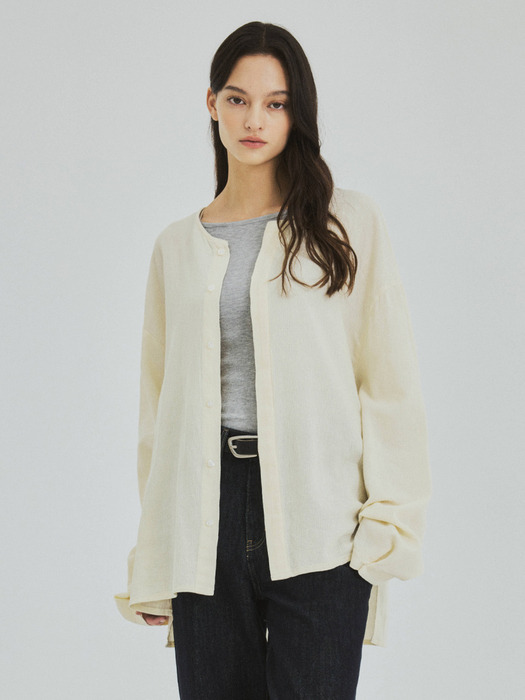 W/Linen Like Ruffle Cotton Cardigan(2color)