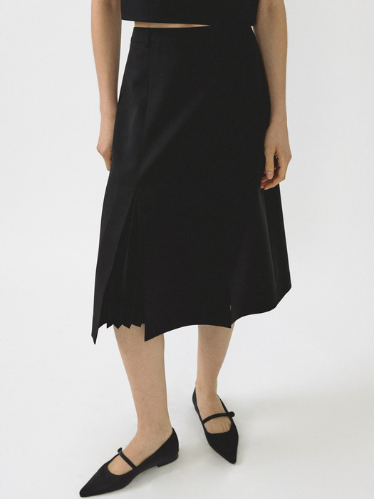 PLEAT SLIT MIDI-SK_2COLOR