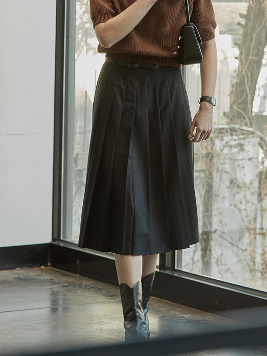 Fixed pleated skirt - Black