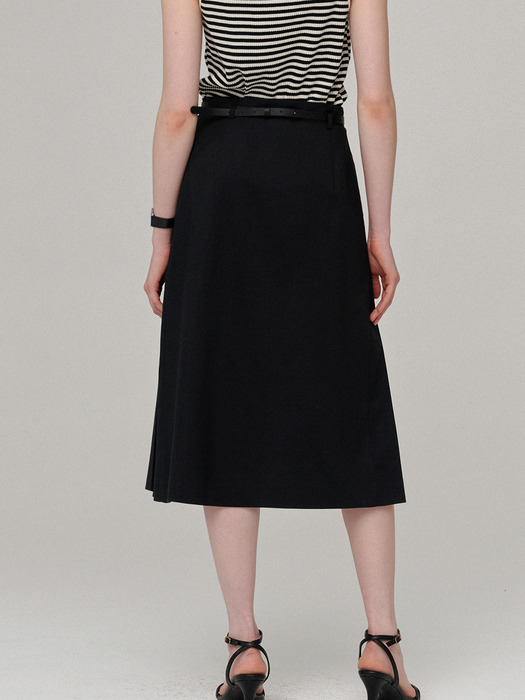 Fixed pleated skirt - Black