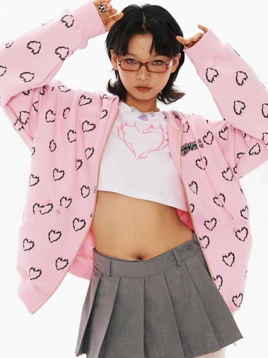 BN Heart Pattern Hood zip-up [pink]