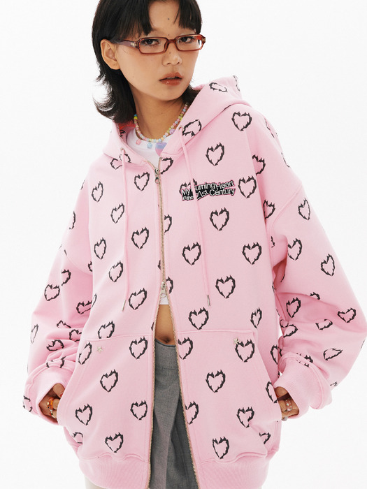 BN Heart Pattern Hood zip-up [pink]