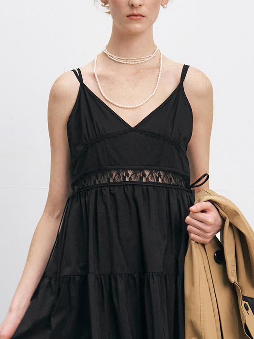 SLEEVELESS BUSTIER FLARE DRESS [WHITE][BLACK]