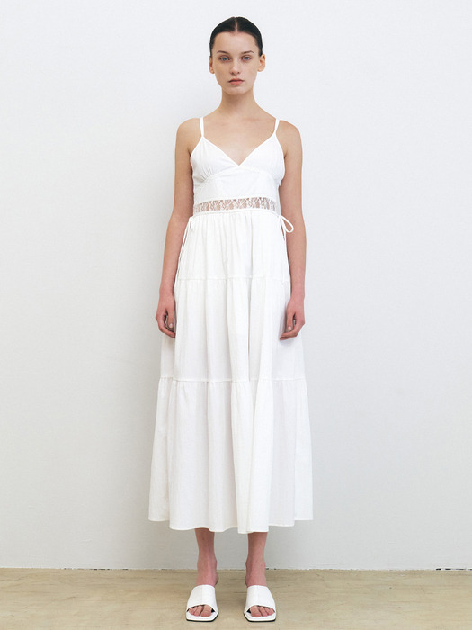 SLEEVELESS BUSTIER FLARE DRESS [WHITE][BLACK]