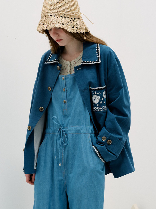 The POCKET Stitch Work Jacket Blue_F241JK03