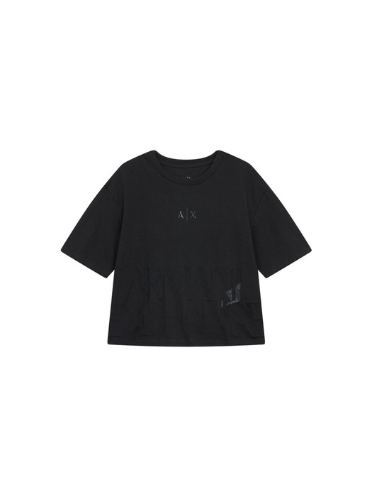 AX 여성 번아웃 로고 이지 티셔츠 -블랙(A424130013)