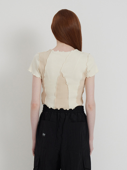 IVORY MULTI-CUT SHORT SLEEVED T-SHIRT