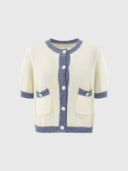 마고 라인 포인트 라운드 가디건_아이보리 / MARGOT LINE POINT ROUND CARDIGAN_IVORY