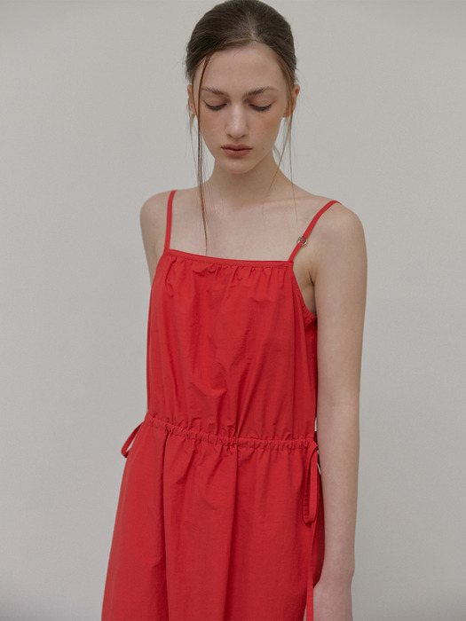 Slip Logo String Dress, Red