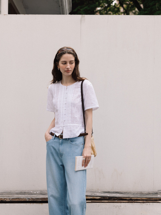 Lace Pintuck Blouse(White)