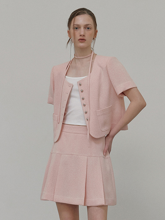Button Strap Tweed Jacket, Pink