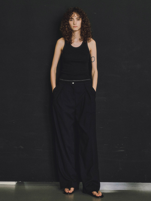 Contrast Stich Sleeveless_CTT328(Black)